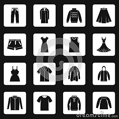 Different clothes icons set squares vector Vector Illustration