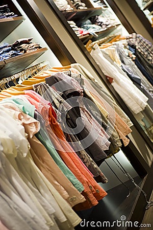 Different clothes in a store Stock Photo