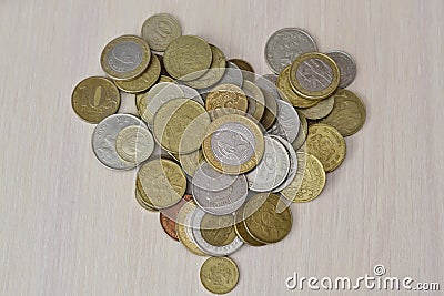 Different coins of different countries Editorial Stock Photo