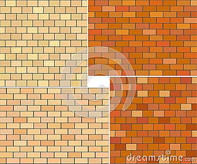Different color brick textures collection. Vector Illustration