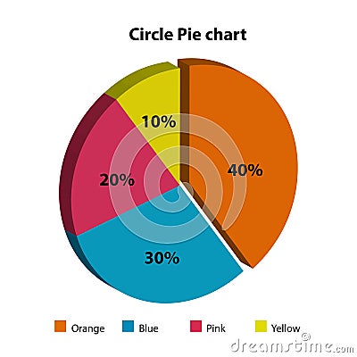 Different color circle pie chart. on white background Vector Illustration
