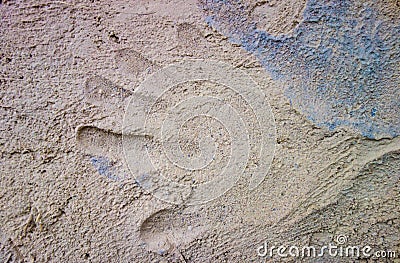 Different color of clay with sand mixure with hay and hand print Stock Photo