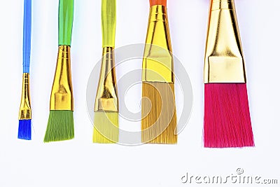 Different color and size of artist paints brushes Stock Photo