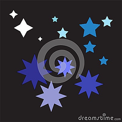 different color stars. on black background Vector Illustration