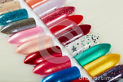 Different colored artificial nails Stock Photo