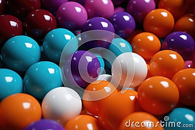 different colored balls moving together, implying conformity pressure Stock Photo