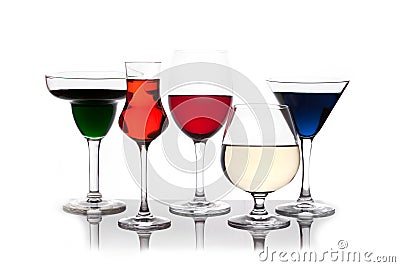 Different colored drinks Stock Photo