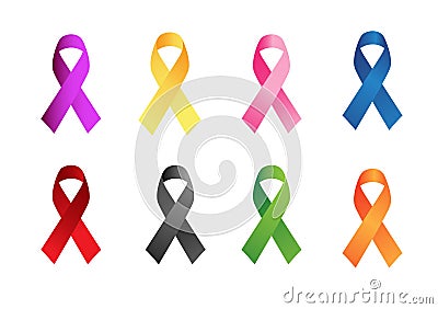 Different colored vector ribbons for use Stock Photo