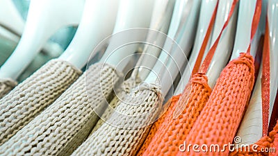 Different colorful clothes on the rack Stock Photo