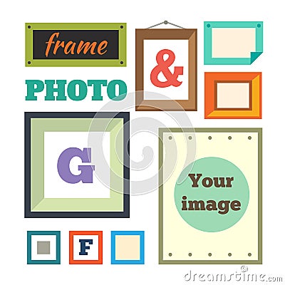 Different colorful photo frames Vector Illustration