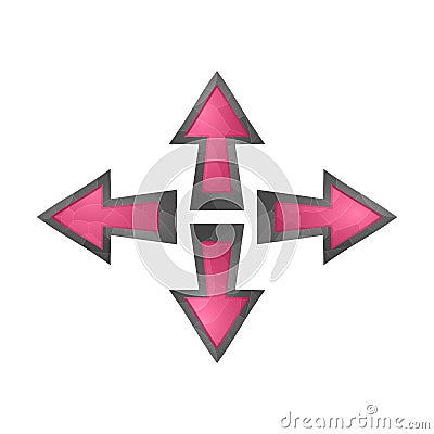 Different colors arrow button. Cursor. Pointer. Gaming elements isolated on white background. Design for computer game. Symbols. Vector Illustration