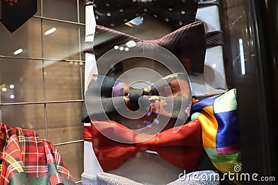 Bow ties in shop window Stock Photo