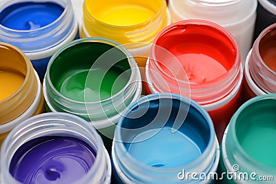 Gouache paint jars Stock Photo