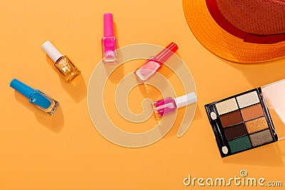 Different colors nail polish for summer, time to prepare for manicure. Stock Photo