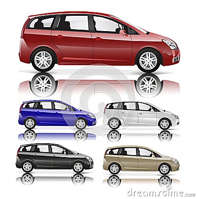 Different Coloured Car For Family Stock Photo