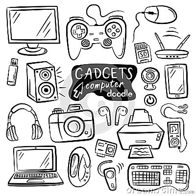 Different computer gadgets Vector Illustration