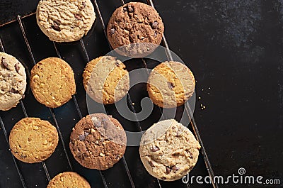 Different cookies on tray Stock Photo