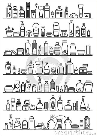 Different cosmetic products for personal care Vector Illustration