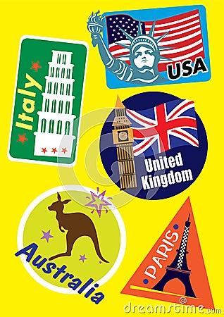 Different Country Travel Icon Set Vector Illustration