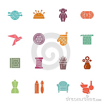 Hand made hobby vector icon set Vector Illustration