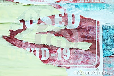 Different creased torn paper posters as background Stock Photo