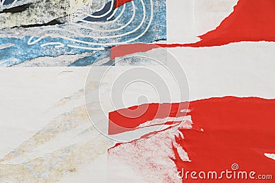 Different creased torn paper posters as background Stock Photo