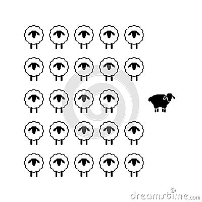 Different in Crowd, Being Different, Different Thinking Concept Vector Illustration