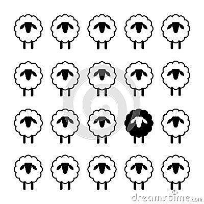Different in Crowd, Being Different, Different Thinking Concept Vector Illustration