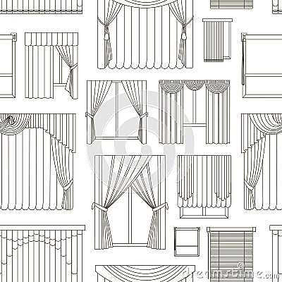 Different curtains and blinds for interior design Vector Illustration