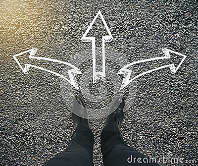 Different direction concept on asphalt Stock Photo