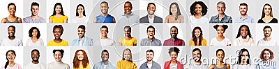 Different diverse human portraits over white and gray backgrounds, collage Stock Photo