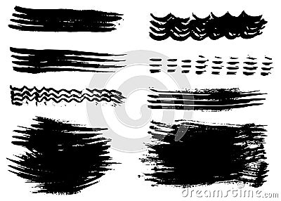 Different dry vector brush strokes and backgrounds Vector Illustration