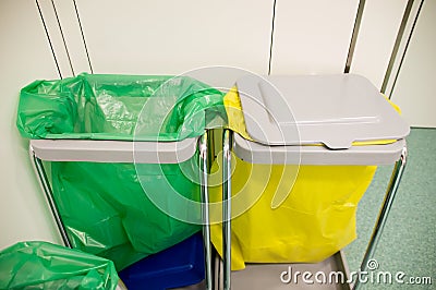 dustbins with trash at office Stock Photo
