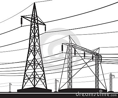 Different electrical transmission lines Vector Illustration