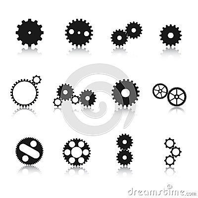 Gear Wheel Silhouettes Vector Illustration