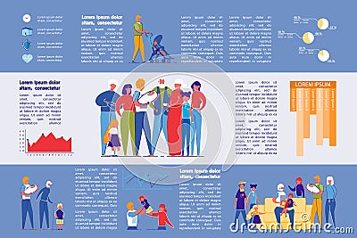 Different Families with Children Infographic. Vector Illustration