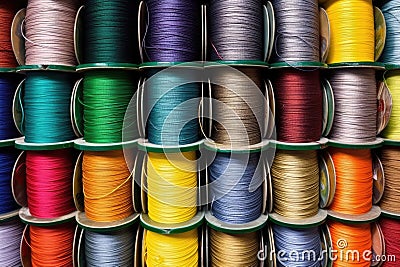 different fishing lines arranged neatly Stock Photo