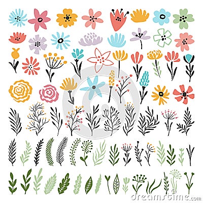 Different florals elements for your design project. Vector illustration of plants Vector Illustration