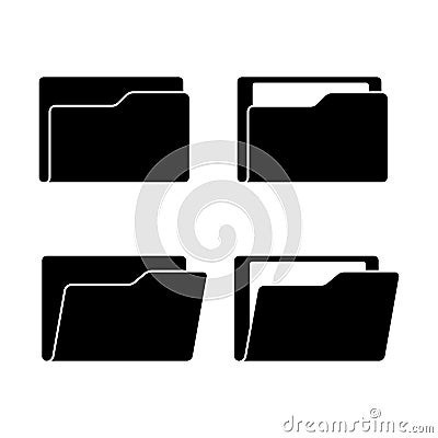 Different folder icon set, opened and closed folders collection. Computer folder Vector Illustration