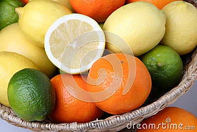 Different fresh citrus fruit Stock Photo