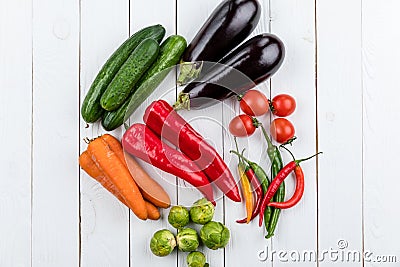 Different fresh seasonal vegetables Stock Photo