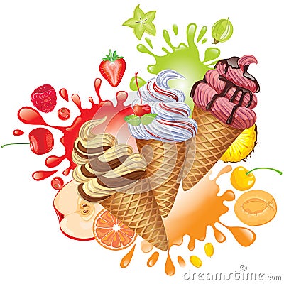 Different fruit sorbet Vector Illustration