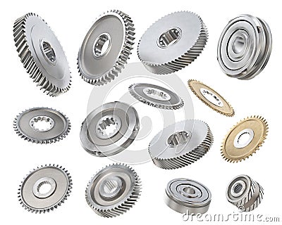 Different gears isolated on a white background. Cartoon Illustration