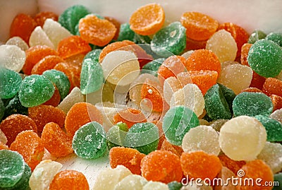 Different gelatin sweet fruit candy candies sugar. Assorted colorful jelly sweets. Colored confectionery for kids. Stock Photo
