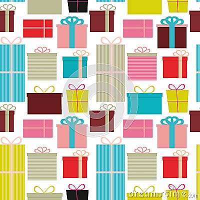 Different Gift Box Seamless Pattern Background Vector Illustration Vector Illustration