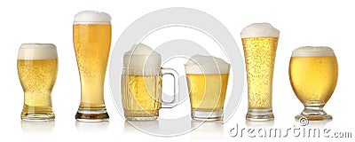 Different glasses of cold lager beer Stock Photo