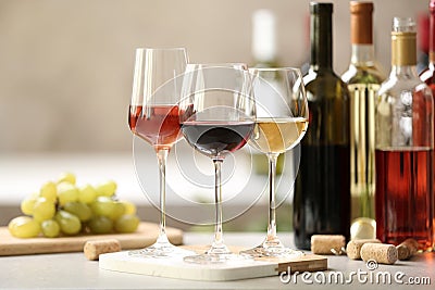 Different glasses with wine Stock Photo