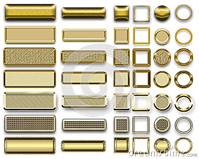 Different gold colors of buttons and Icons for webdesign Stock Photo