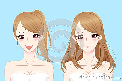 Different hair style woman smile Vector Illustration