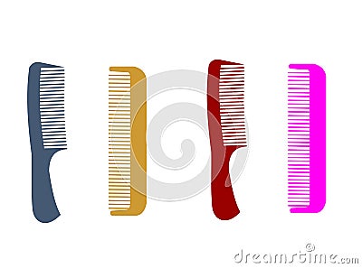 Different hairbrushes Vector Illustration